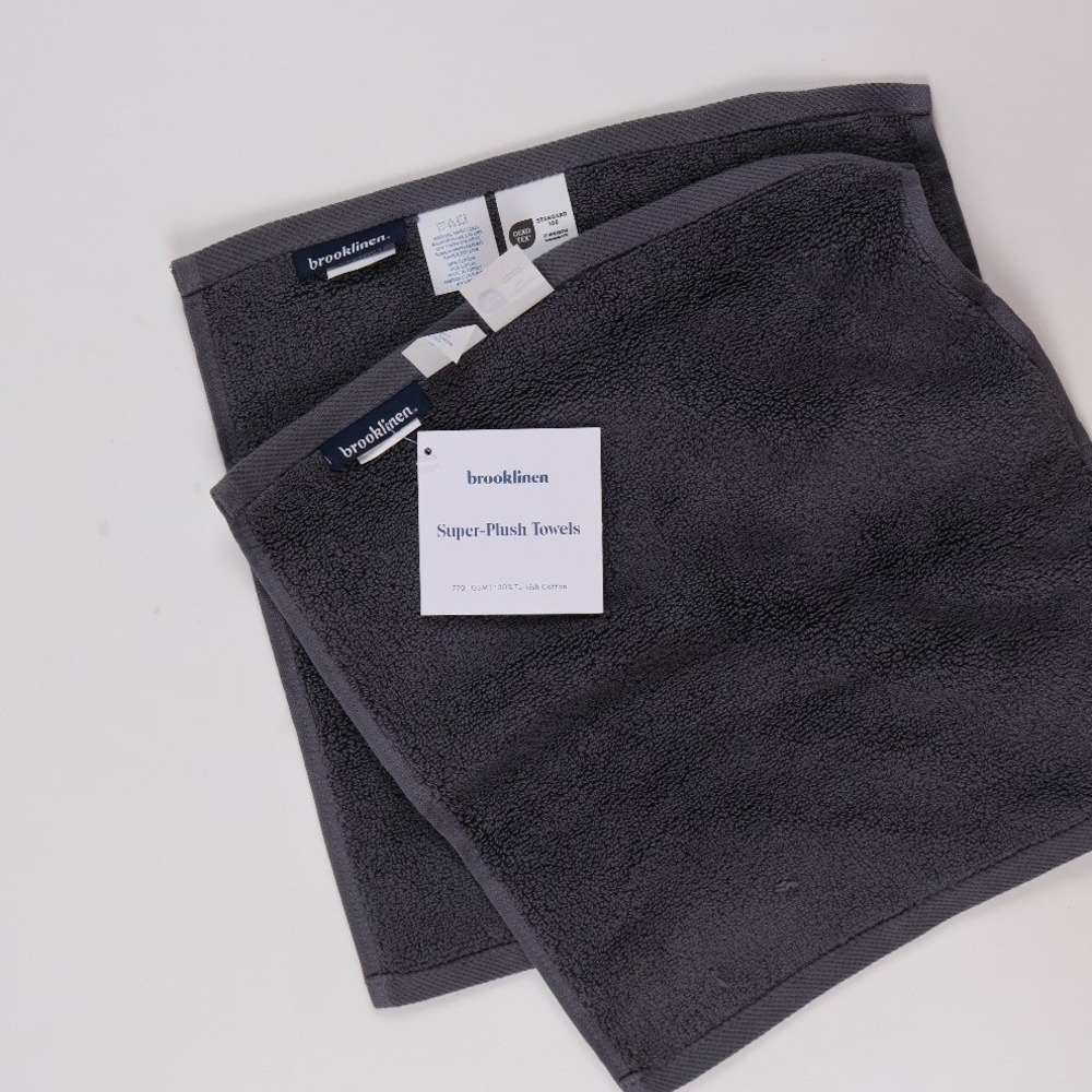 Brooklinen Washcloths Super-Plush Slate Gray Turkish Cotton NWT